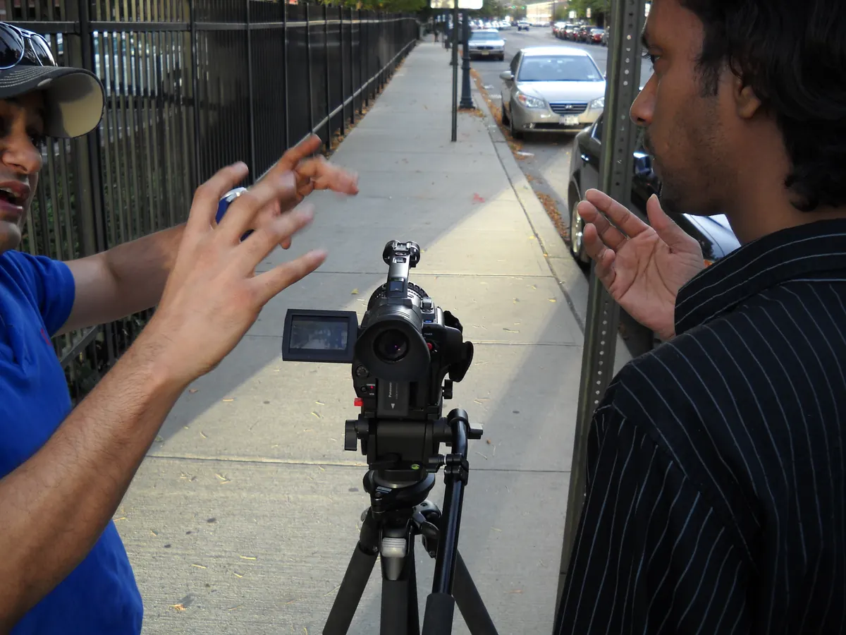 Talking a scene through at the camera